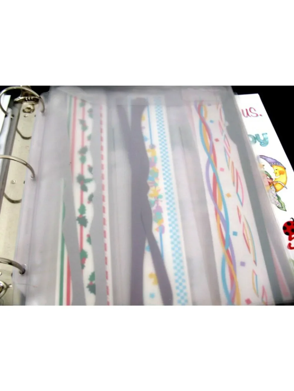 Creative Memories Accessory Binder 7 Protectors Good Zipper with borders/diecuts